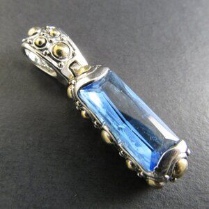 SILVER & GOLD TONE PENDANT BLUE CABOCHON (BR31) #3